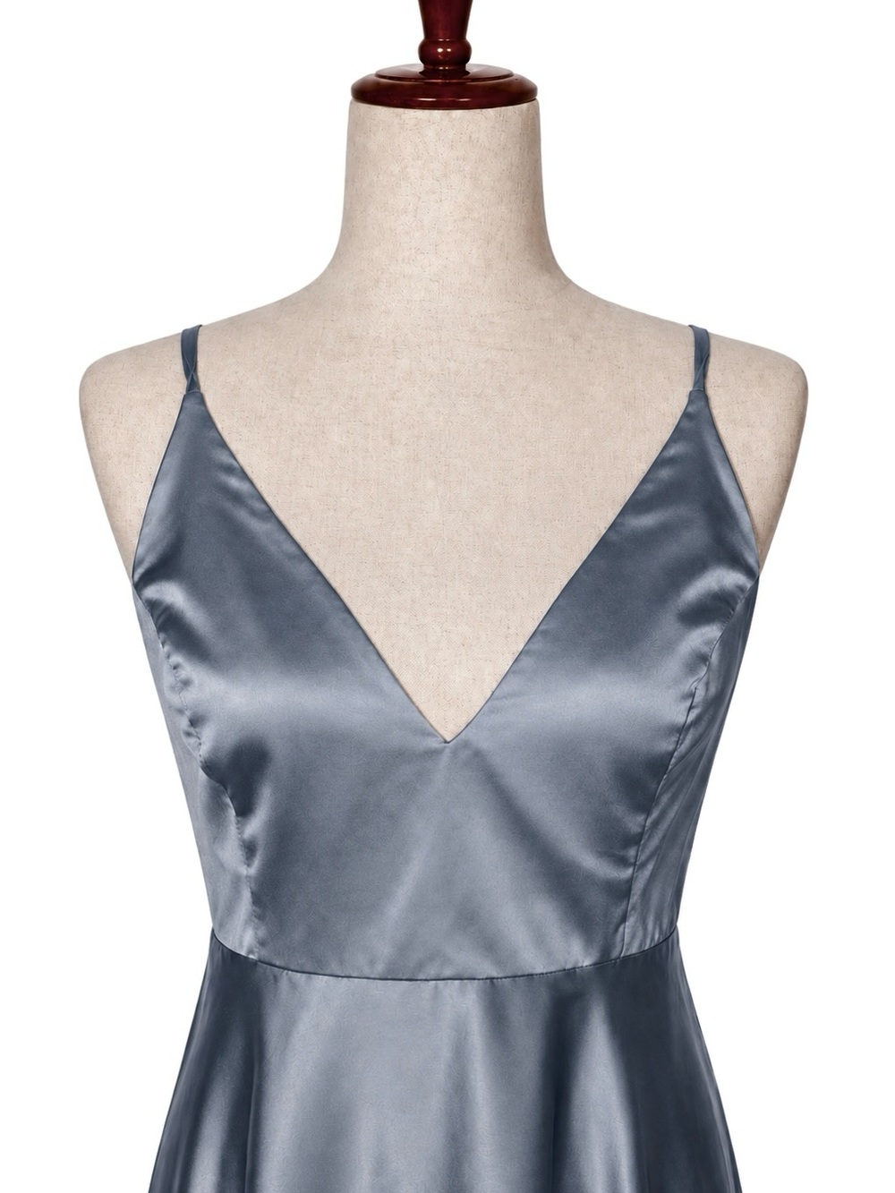 ASOS grey blue silky dress / gown w bow and spaghetti straps. "slip dress" M - Picture 3 of 5